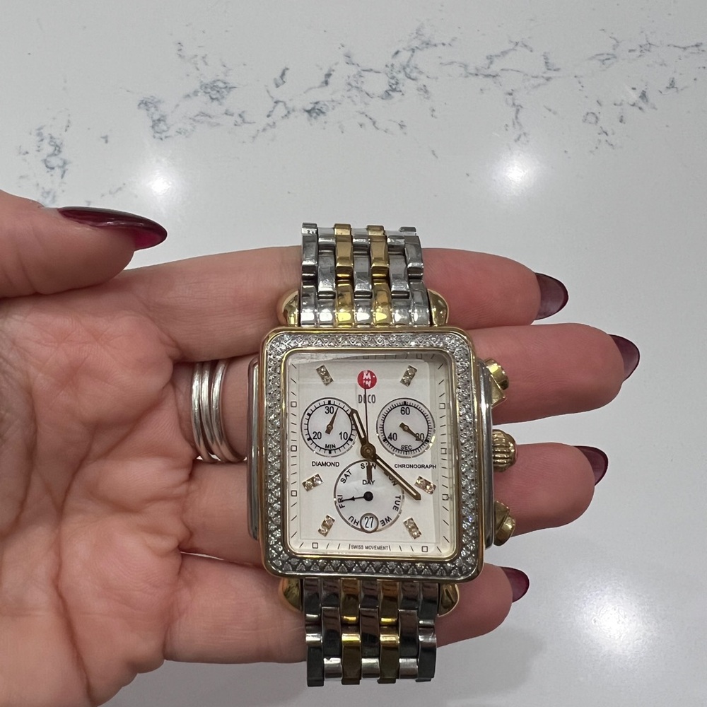 Michele Deco Two-Tone 18K Gold-Plated Diamond Watch - Picture 2 of 7